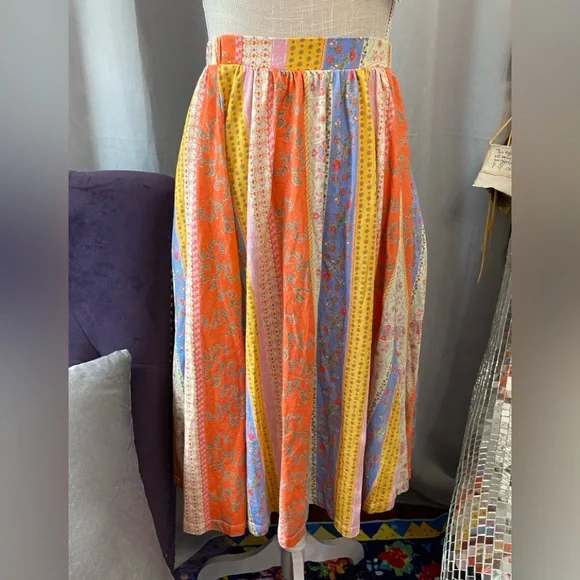 FREE PEOPLE AS IT WAS SET LARGE SKIRT BRA TOP RUFFLE COLORFUL - Picture 6 of 13